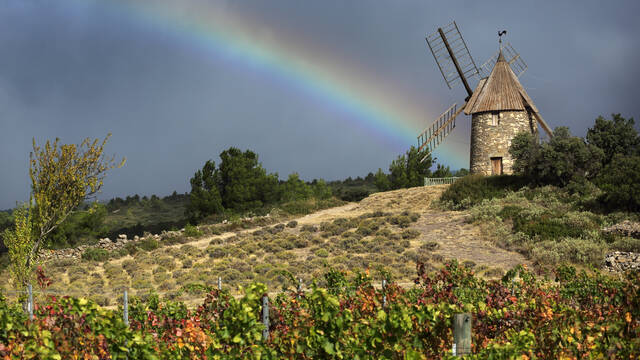 Félines-Minervois windmill and rainbow ©G.Souche