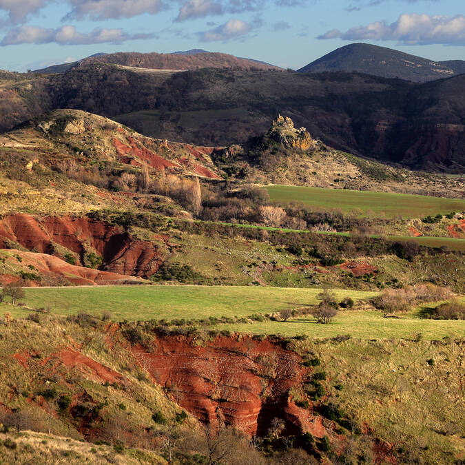 red sandstone bluffs